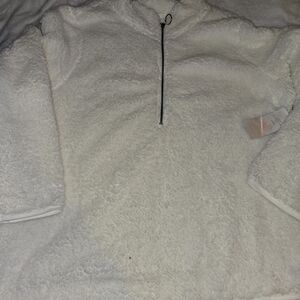 New Directions Women's Cream Half Zip-Up Sweater